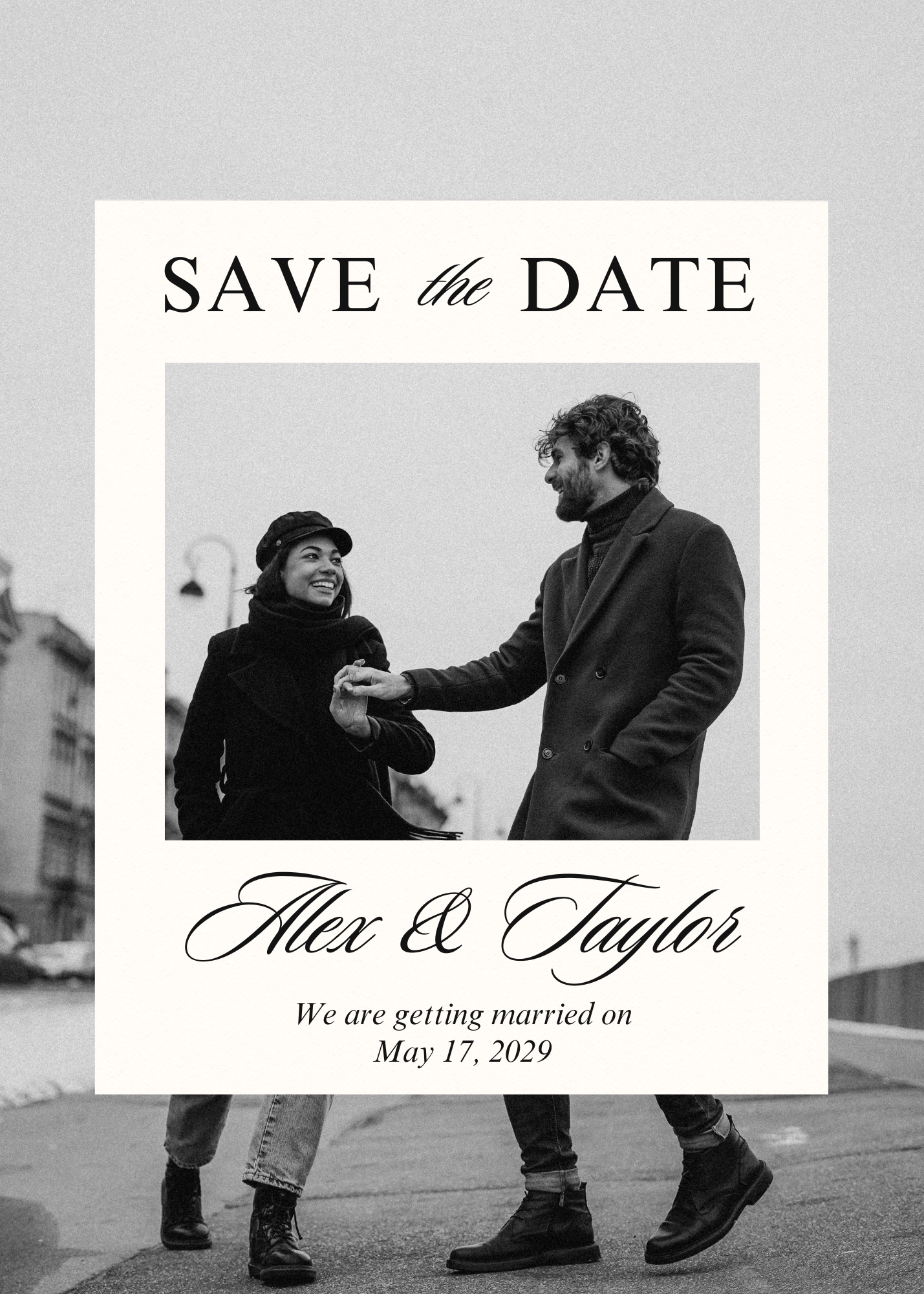 black and white elegant minimalist save the date invitation black and white elegant minimalist save the date invitation